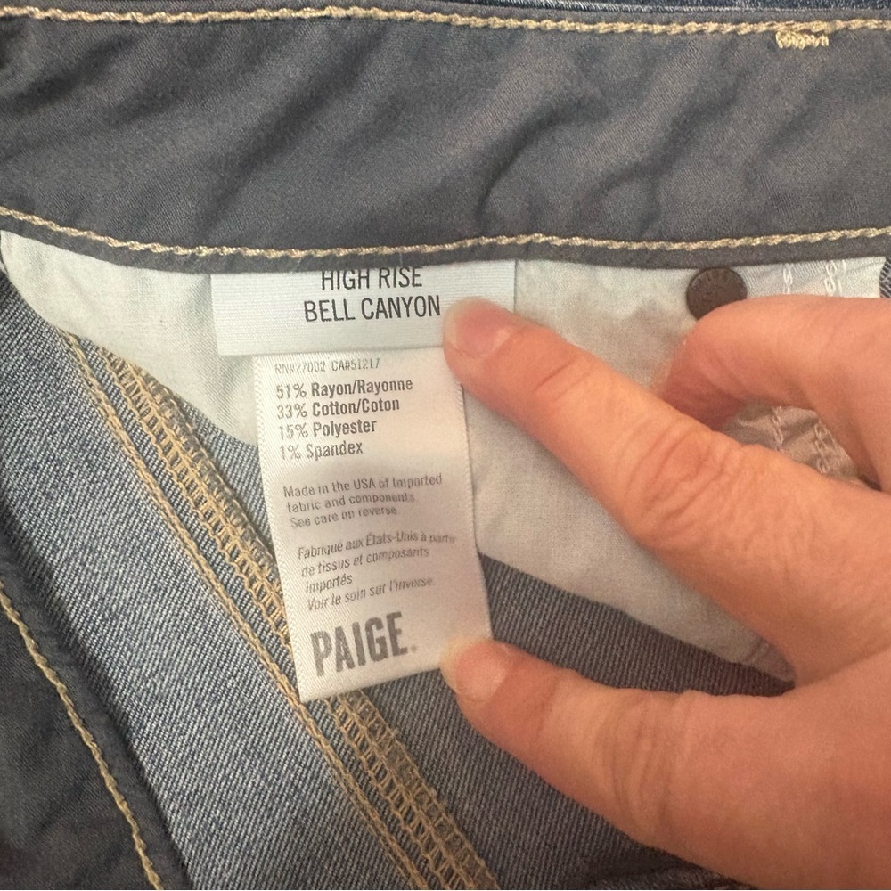Paige Denim High Rise Bell Canyon Size 32 - Picture 8 of 10